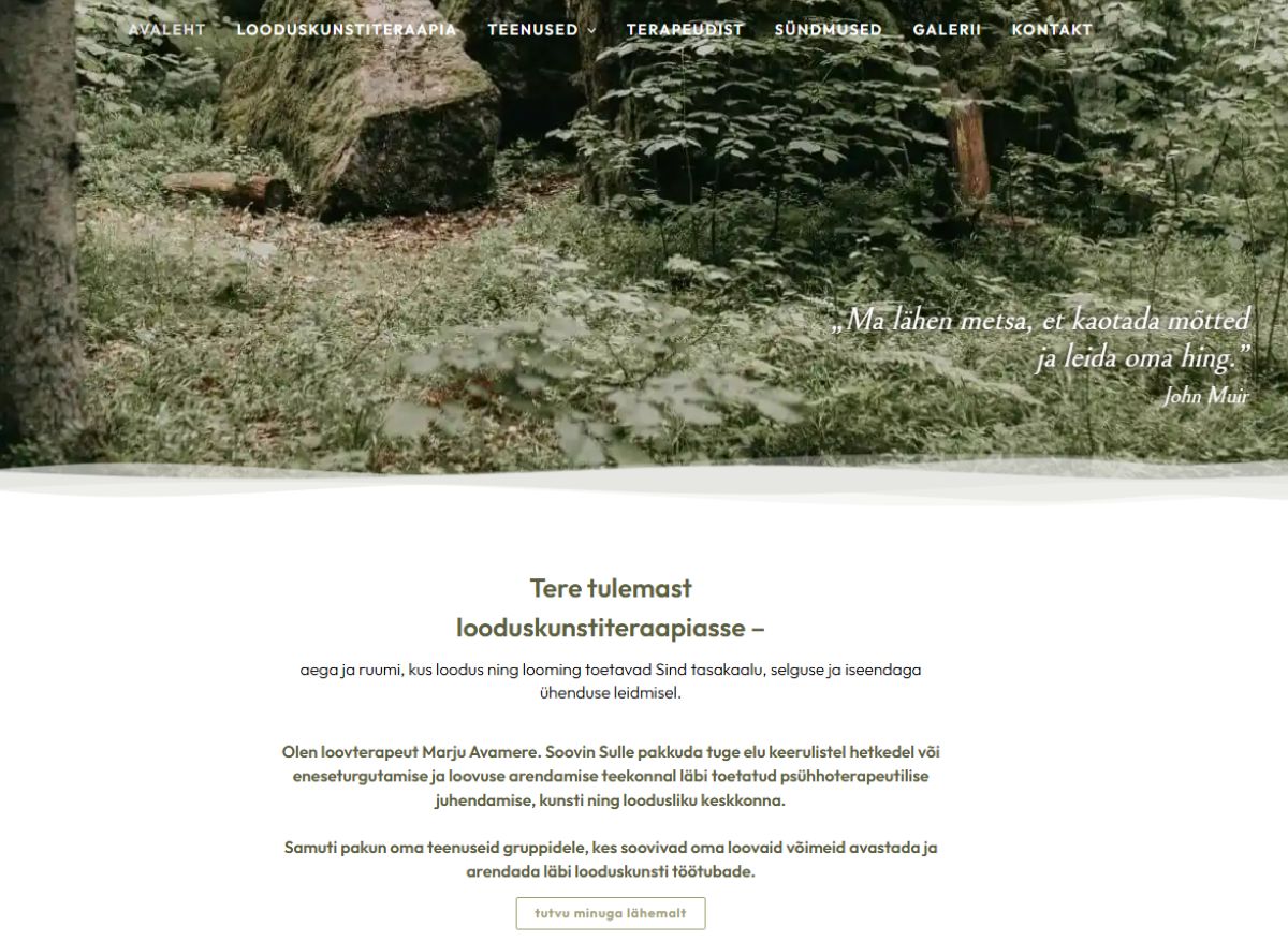 Looduskunsti kodulehe esikaane pilt