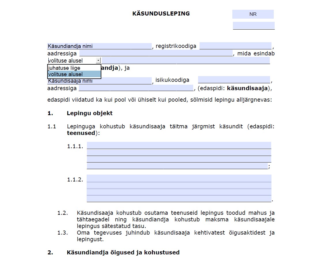 Täidetav dokumendi vorm